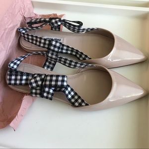 Miu Miu Slingback Bow Pointy Toe Flat